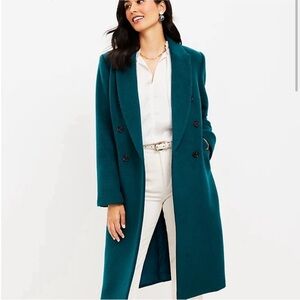 Loft Double Breasted Coat XL Green “Teal Shadow” EUC